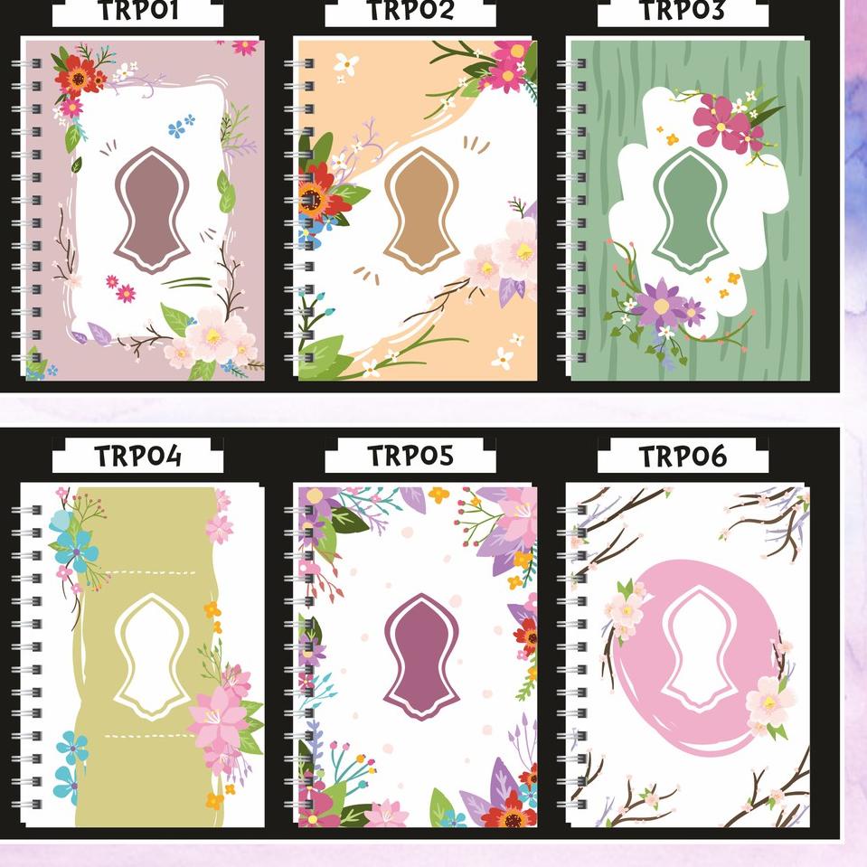 

づ Notebook / Ring Note Terompah Muslimah Flower / Floral Unik Lucu Spiral A5 Murah ㅄ