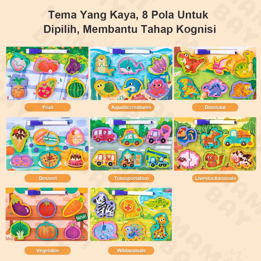 Mamibayi Puzzle kayu 3d Mainan hewan 2 in 1/wooden toys