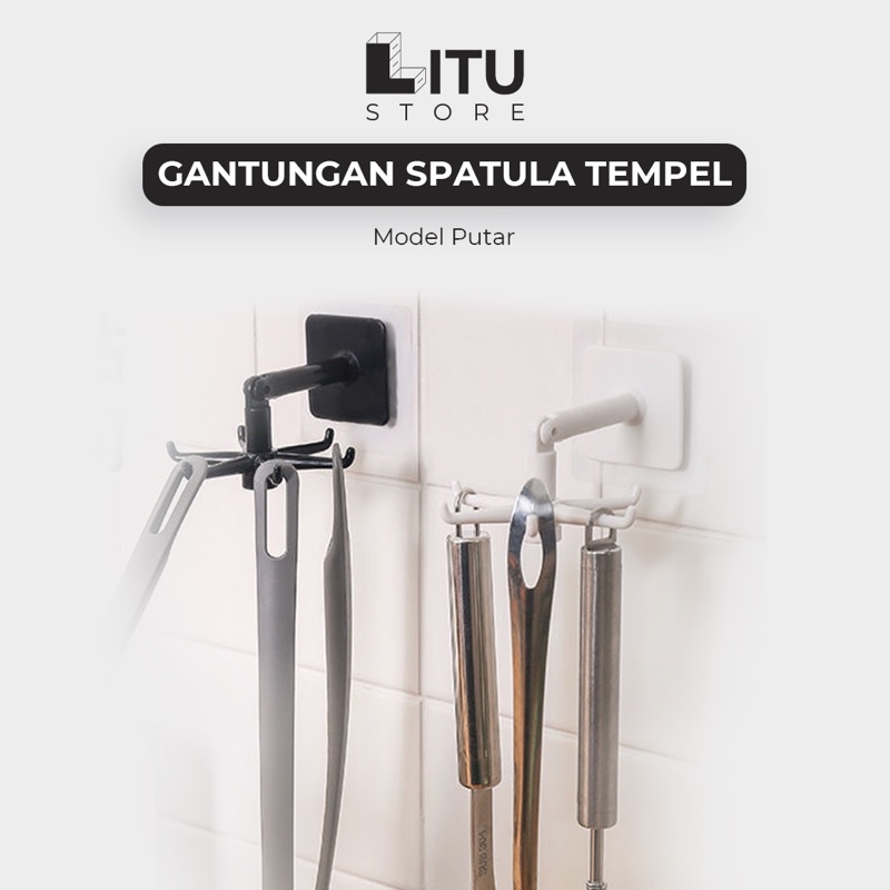Gantungan hook dapur spatula tempel dinding tembok putar