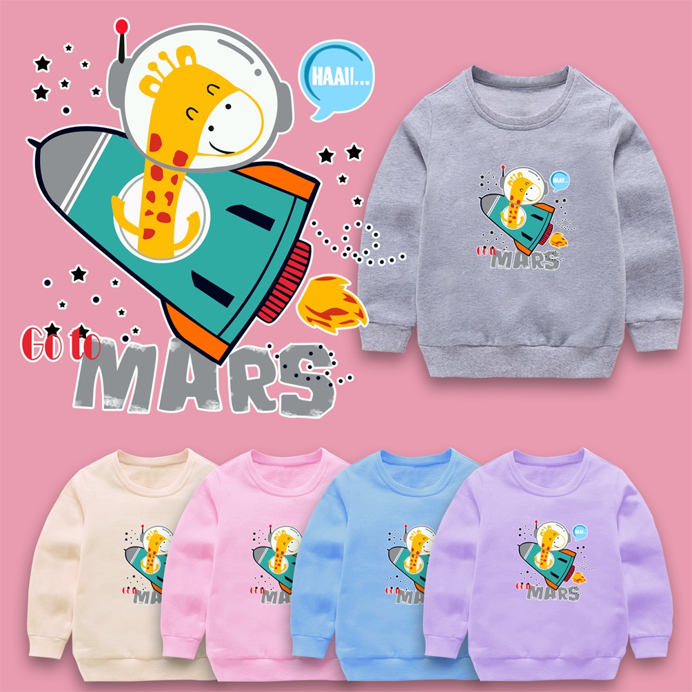 Sweater crewneck anak HAII MARS baju sweter oblong anak perempuan laki laki 2-10 tahun