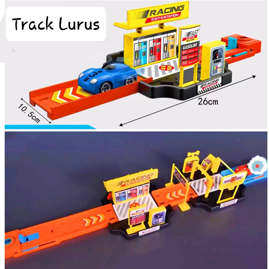 [FUNNY]Mainan Mobil Set Rail Racing Dengan Per / Mainan Mobil Racing / Racing Car With Track And Catapult