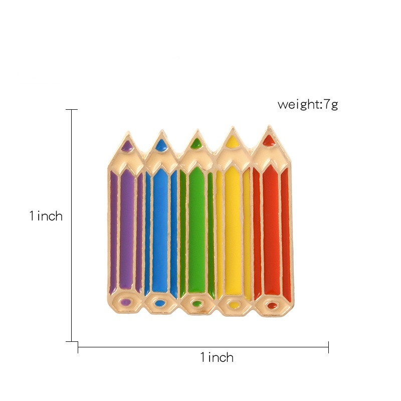 Pin Bros Lencana Enamel Bentuk Pensil Pelangi Untuk Anak