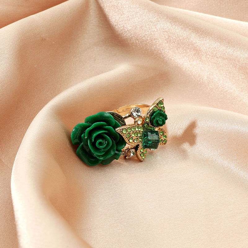 Rose Cincin Gaya Etnik Bohemian Retro Motif Kupu-Kupu Bahan Alloy Untuk Perhiasan Wanita