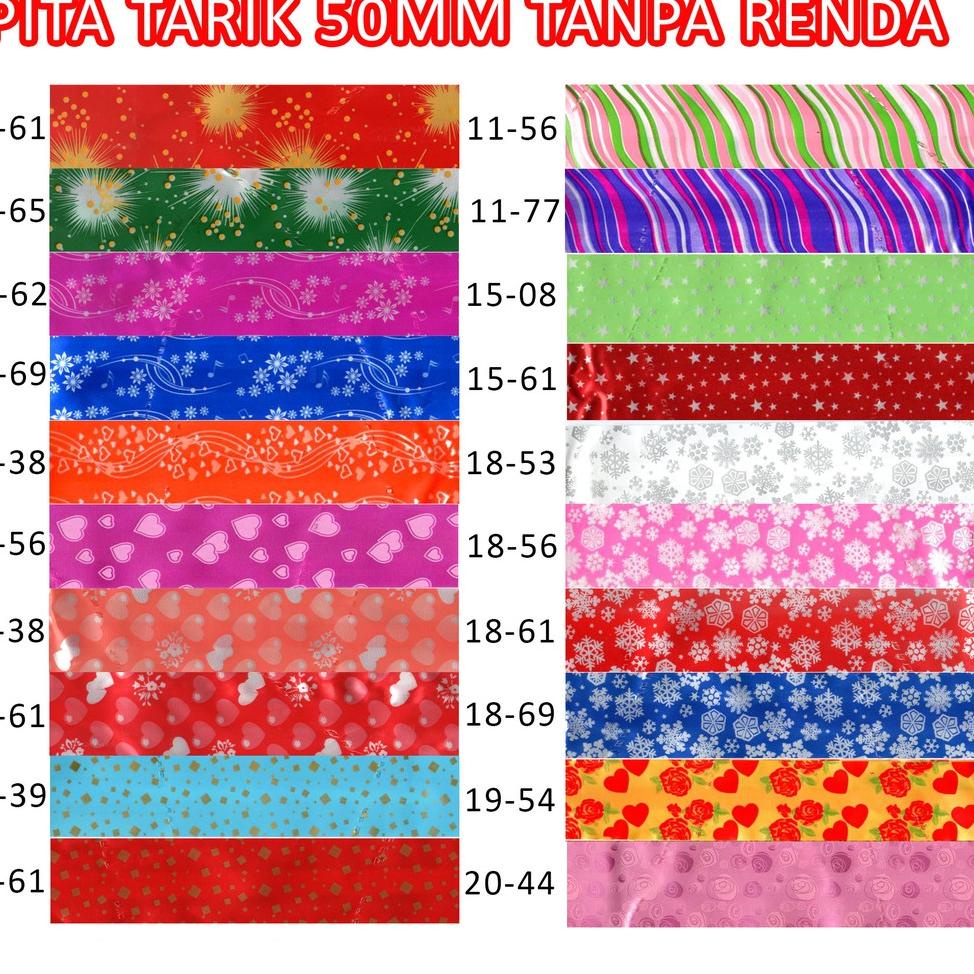 

ぞ Ribbon Pita Tarik Polos 50mm Tanpa Renda Pita Serut Besar Hiasan Parcel Kado Souvenir 50 isi 10 ,,,,