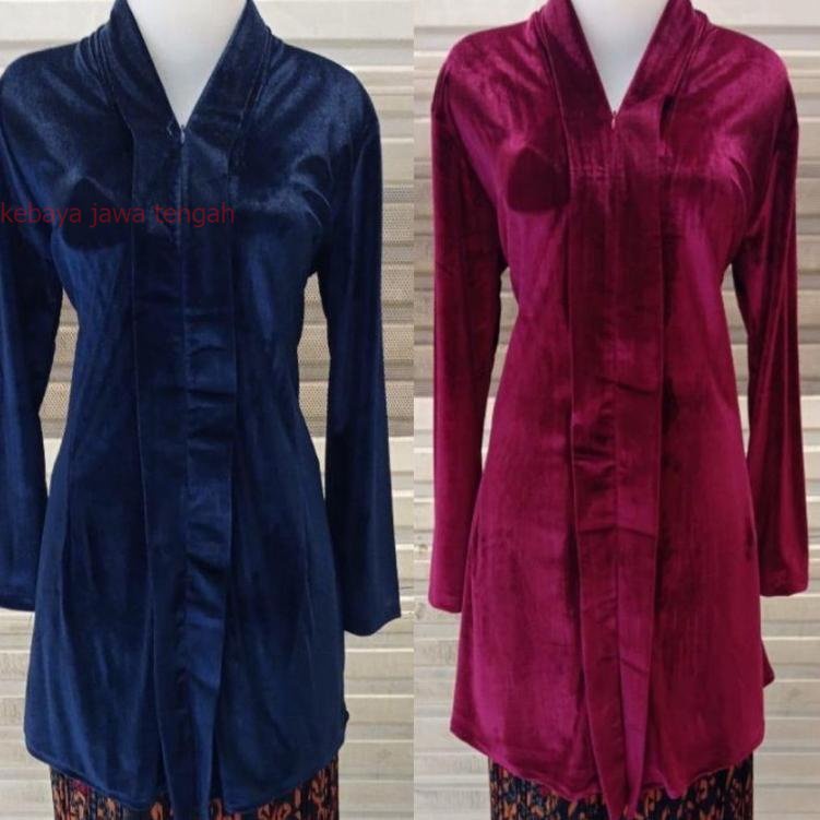 [KODE 8922] Kebaya Bludru Kartini Panjang / Kebaya Kartini V neck Kebaya Bludru