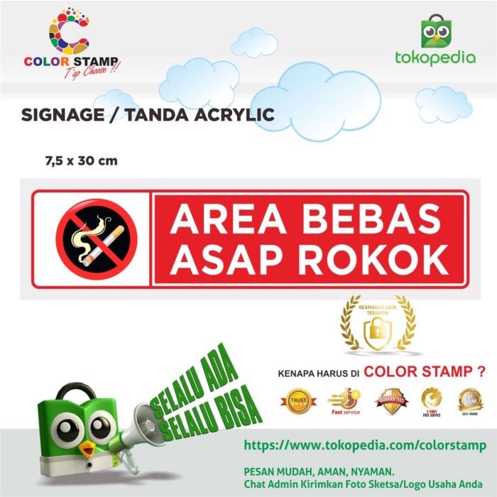 

Papan Papan Nama Akrilik/Sign/Tanda/Plang Area Bebas Asap Rokok