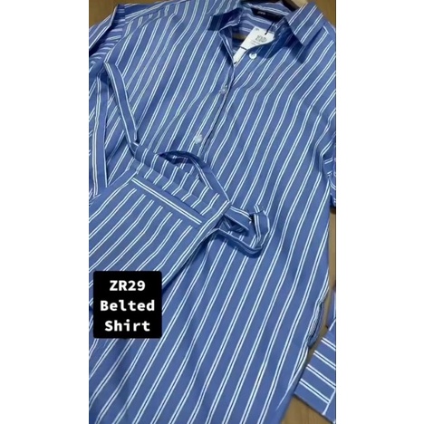 Kemeja Tunic Zar*a Oversized Bahan katun Striped - Shirt Original Branded