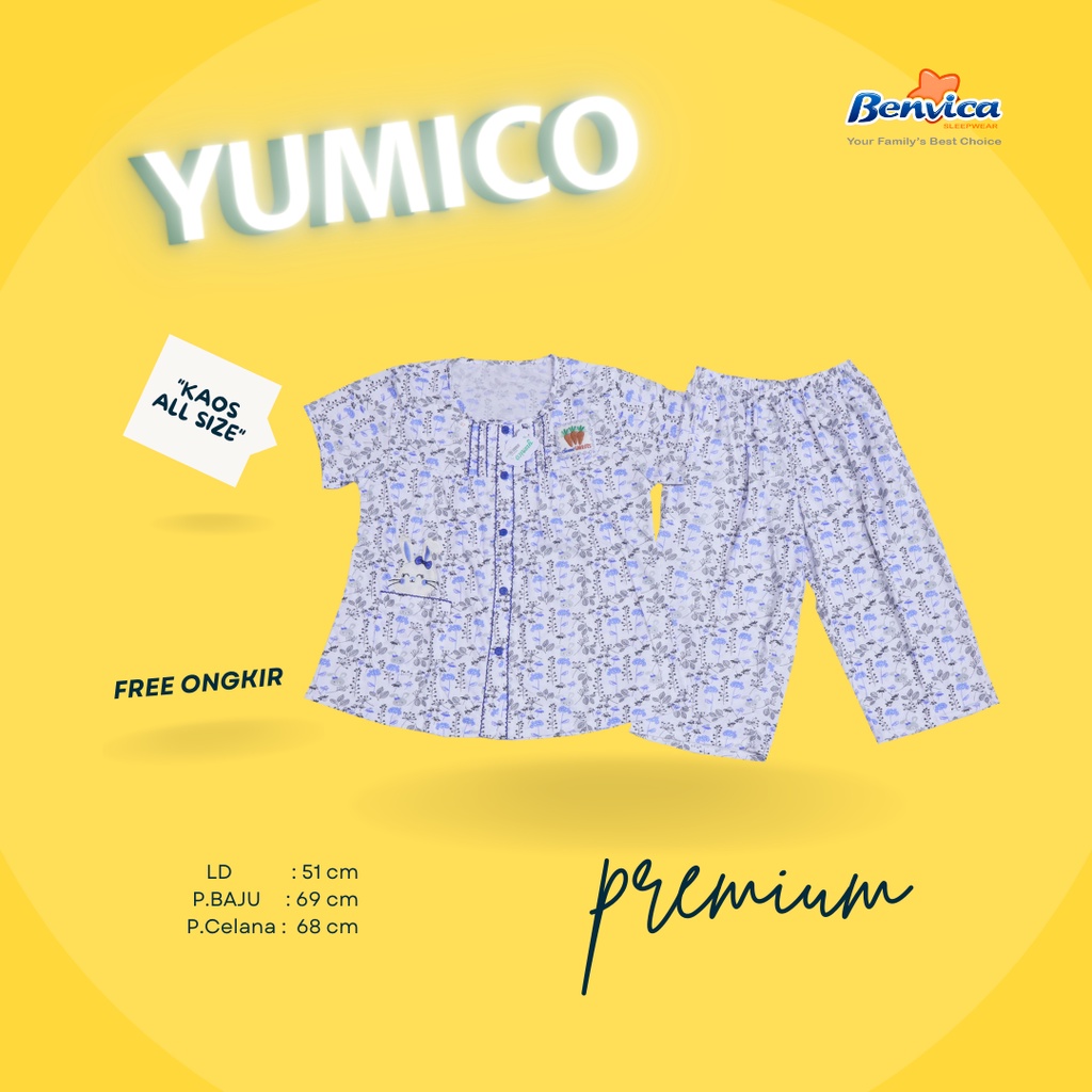 BAJU TIDUR SETELAN  CELANA 3/4 KAOS PREMIUM YUMICO ALL SIZE