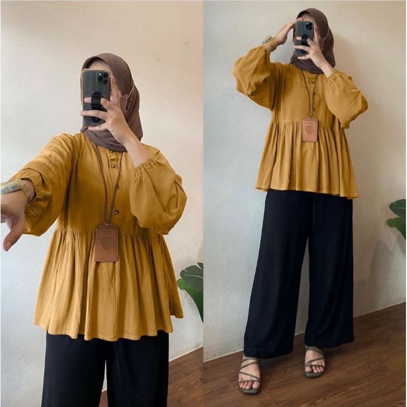 Kemeja Blouse Alea - kemeja Crinkle Airflow