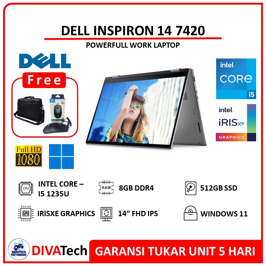 Dell Inspiron 14 7420 2in1 i5 1235U 8GB 512SSD 14" FHD IPS Touchscreen | Laptop Dell