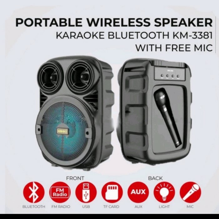 speaker bluetooth  Speaker Bluetooth Karaoke 6.5" Speaker 3381 / Speaker 338 + Free Mic(J4N2) speaker aktif 12 inch speaker intercom speaker bluethooth mini speaker polytron speaker coaxial speaker flashdisk N3C4 speaker aktif 15 inch speaker bluetooth ba