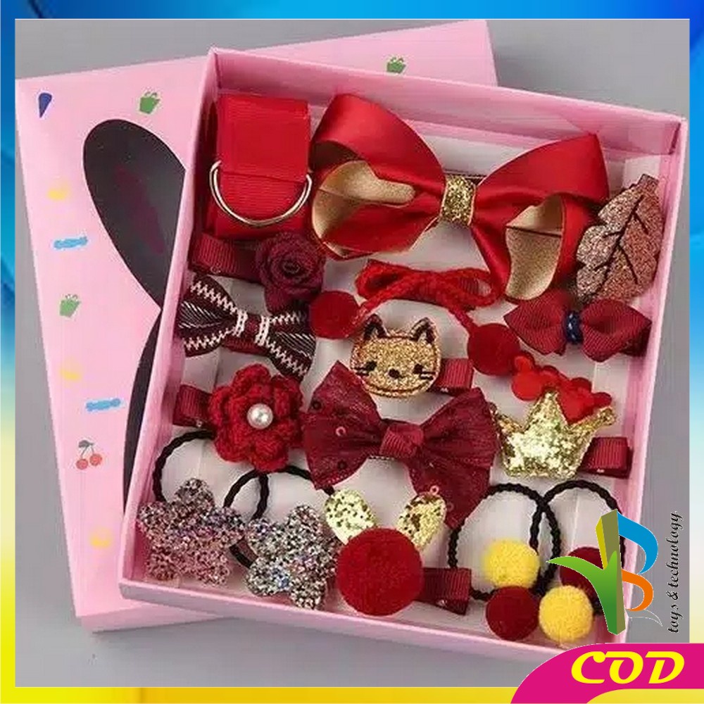 RB-C19 Ikat Rambut Karet Pita Anak 18 in 1 Jepit Rambut Anak | Aksesoris Rambut Hair Clip Import