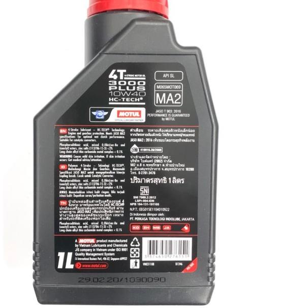 OLI MOTUL 3000 PLUS 4T 10W40 1LITER SATRIA FU MX SONIC CS1 HC-TECH MA2