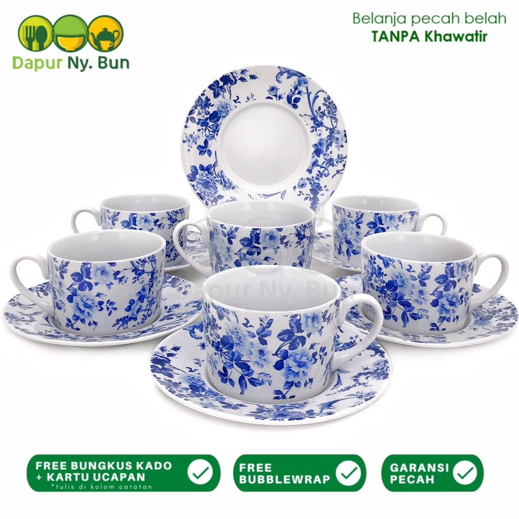 Jual 6 Pasang Cangkir Kopi Set Motif Dusty Blue Tea Cup Saucer Shopee Indonesia 1395