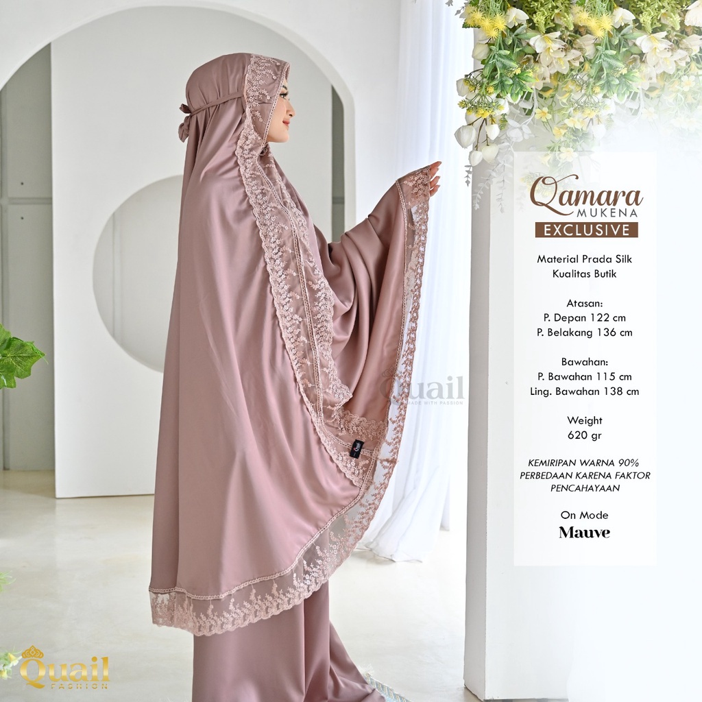 Mukena Qamara Aksen Renda by Quail Hijab Prada Silk Ori