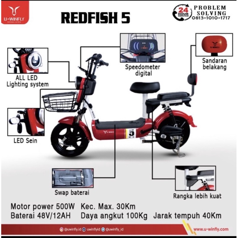 Sepeda Listrik Uwinfly RF5 Baterai Bisa dilepas