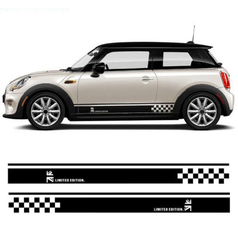 sticker mobil mini cooper sticker mini Cooper. stiker lis kotak-kotak mobil mini Cooper keren