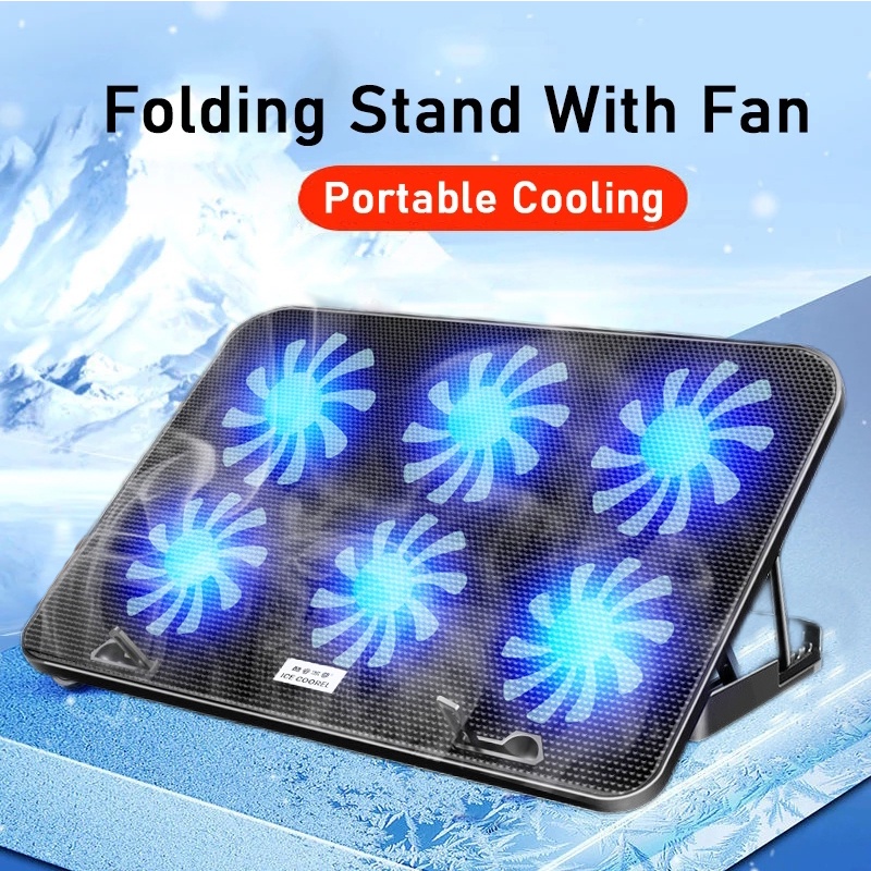 Cooling Pad Laptop 6 Fan Adjustable Stand  Kipas laptop gaming / Pendingin Laptop