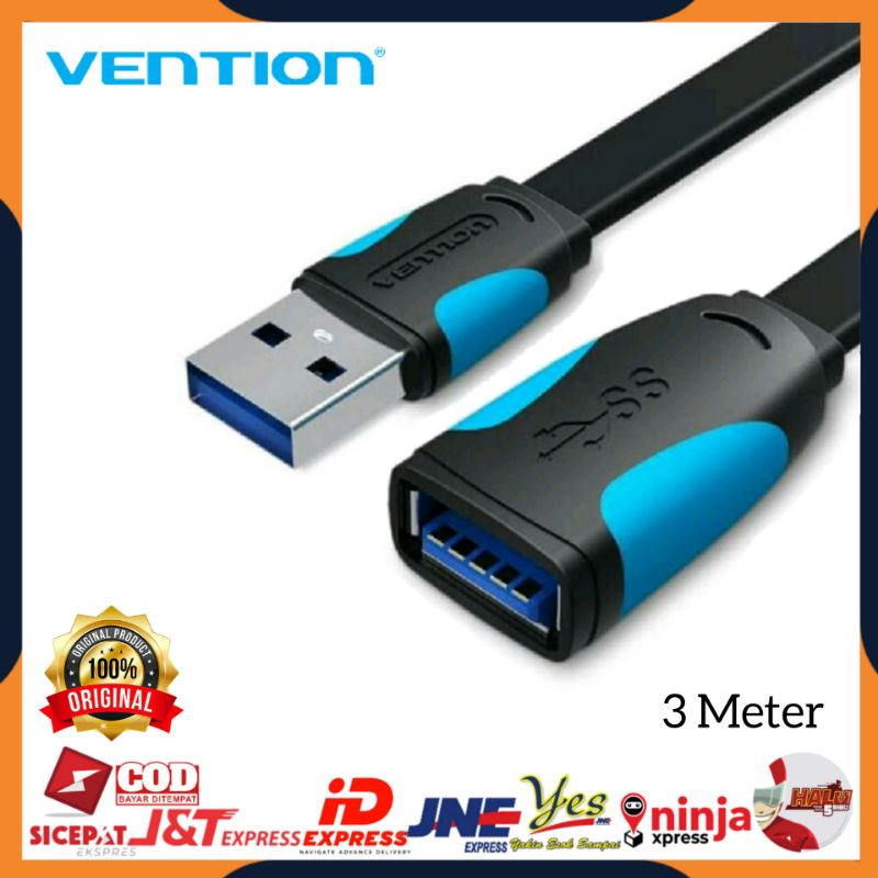 [COD] VENTION A13 KABEL EXTENSION FLAT USB 3.0 MALE TO FEMALE 3 METER / KABEL PERPANJANGAN USB MALE KE FEMALE 3M ORIGINAL