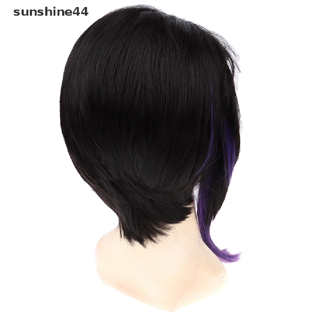 Sunshine Wig / Rambut Palsu Sintetis Model Anime Kochou Shinobu Warna Hitam Ungu Untuk Cosplay / Pesta