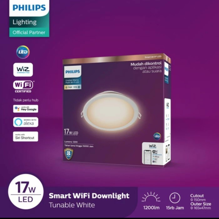 Smart Lamp Lampu Philips Downlight Led Wifi 17W