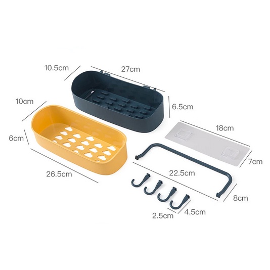 Rak Kamar Mandi Tempel Rak Dinding Rak Dapur Serbaguna Ukuran 27 x 10 x 6 Cm
