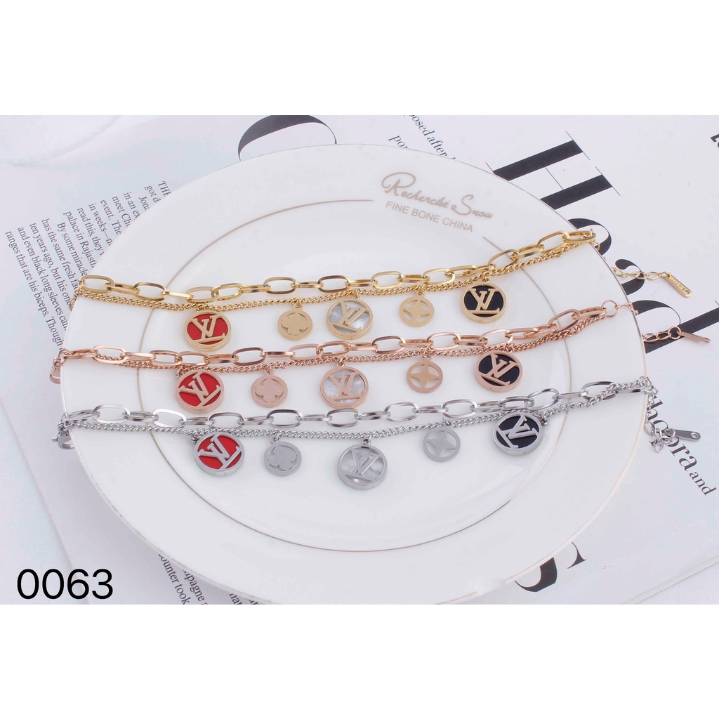 Gelang Titanium Dobel Rantai Perhiasan Wanita Fashion Jewelry 289/0063