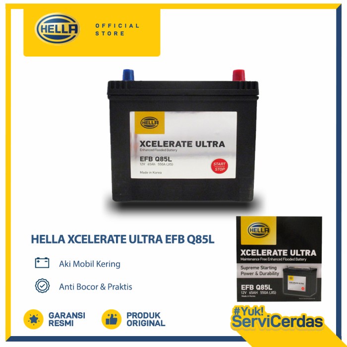 HELLA Aki Mobil XCELERATE ULTRA EFB Q85L - Aki Mobil Kering