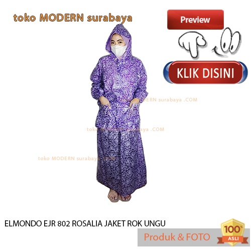 Jas Hujan wanita dewasa Jaket Rok PVC murah ELMONDO EJR 802 ROSALIA