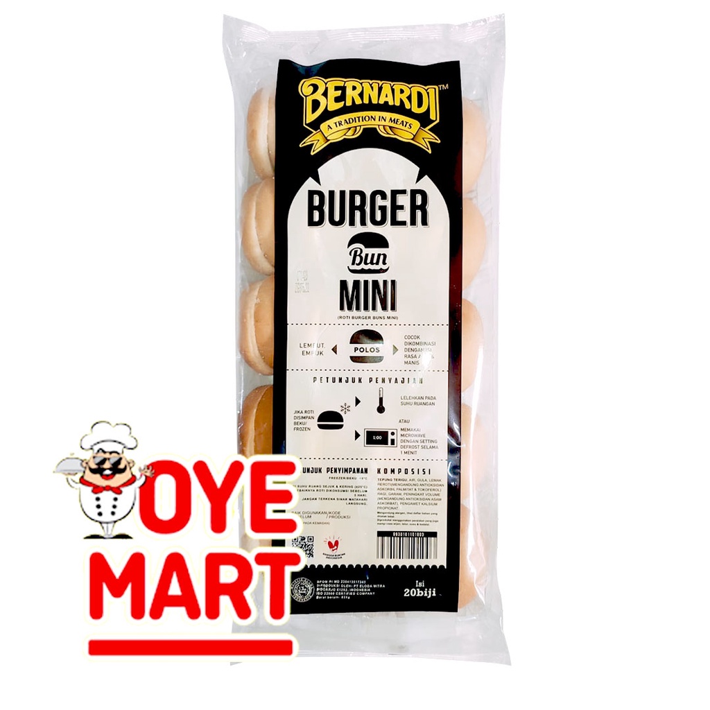 BERNARDI BURGER BUNS MINI ISI 20 ROTI BURGER MINI 620GR