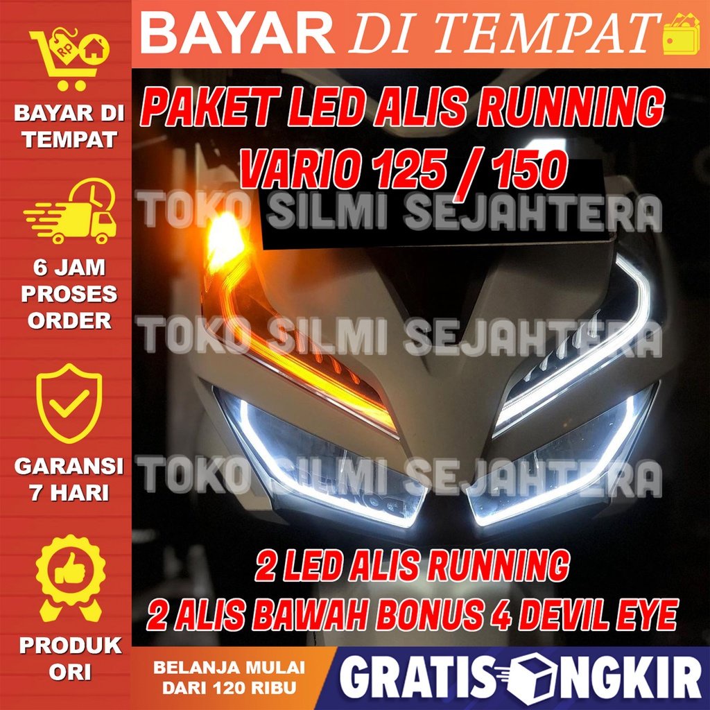 LAMPU ALIS RUNNING VARIO 125 150 BONUS DEVIL EYE