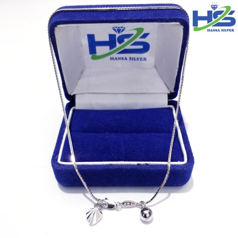 Gelang Kaki Perak Silver Asli 925 Lapis Emas Putih Model Italy Santa - Gelang Kaki Wanita Anti Karat