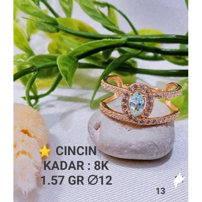 Cincin rachel rose mata biru kadar 375