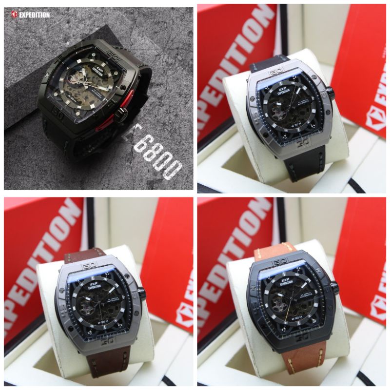 JAM TANGAN PRIA EXPEDITION KULIT OTOMATIS E6800 / E 6800 / EX6800 / EXP6800 AUTOMATIC LEATHER ORIGIN