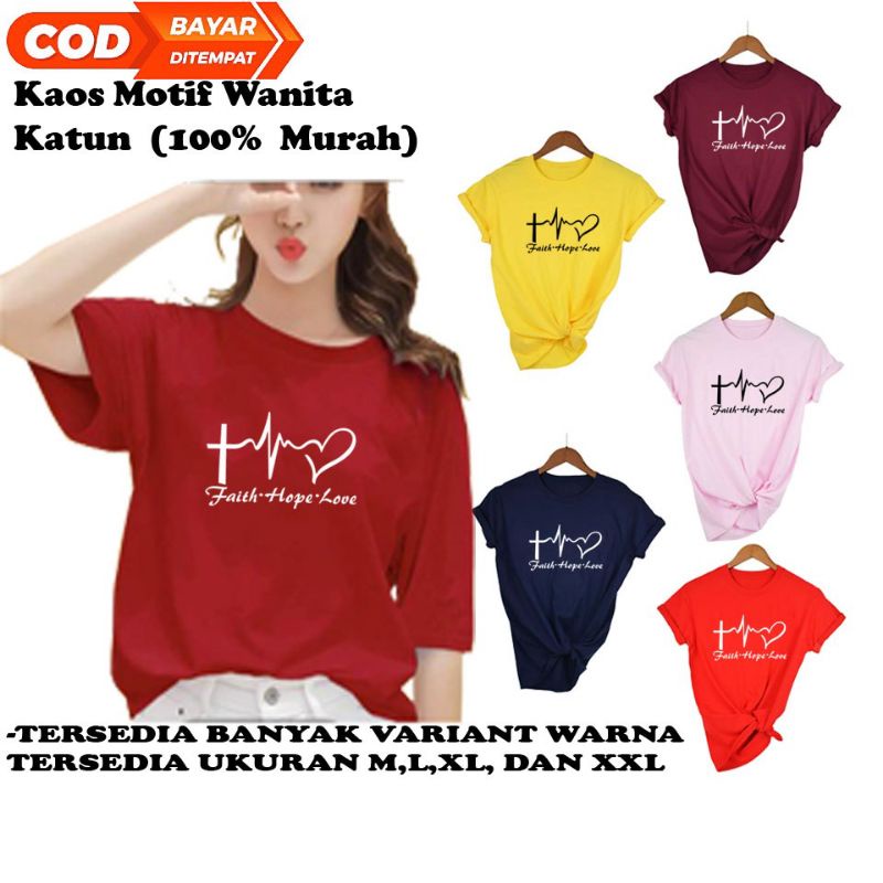 KAOS ROHANI FAITH HOPE LOVE BIASA BAJU ROHANI WANITA KEKINIAN SIZE M L XL XXL