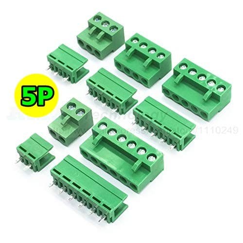 Terminal Block Konektor Plugable 5.08 mm 5 pin Screw Hijau 5p Lurus