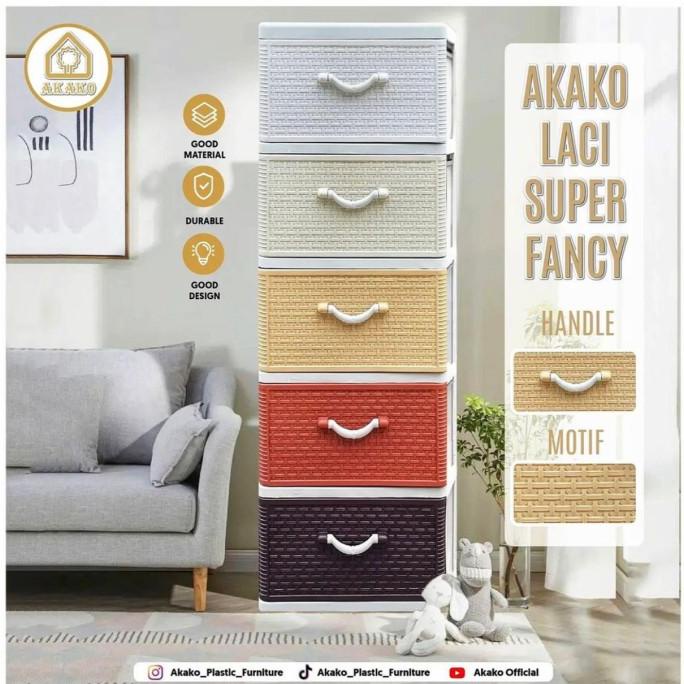 Rak Plastik/ Lemari Plastik / Lemari Baju Motif Rotan Susun 5