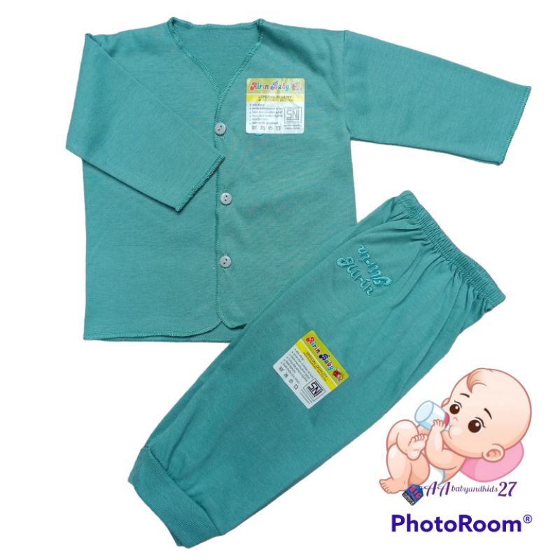 Airin 3Pasang Setelan Baju Bayi Lengan Panjang Polos Bordir Dasar Warna Usia Newborn Bahan Nyaman Berkualitas