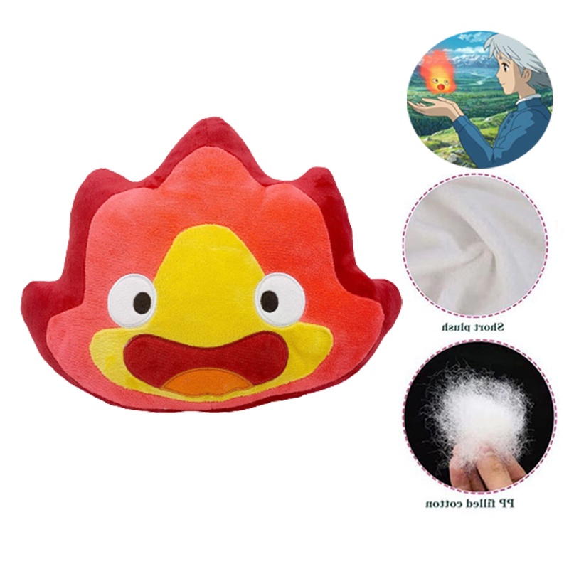 12*10in Calcifer Plush Toy Fire Demon Soft Stuffed Dolls Kids Baby Birthday Xmas Gifts