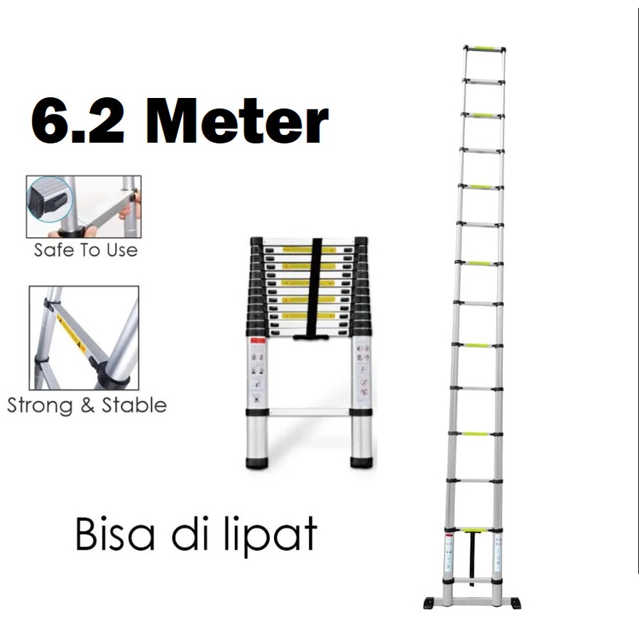 Tangga Teleskopik 6 Meter Single Telescopic Ladder 6.2 Meter Aluminium