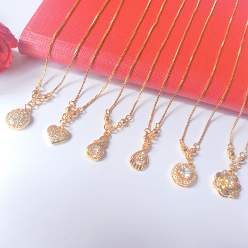 kalung titanium liontin lapis emas anti karat/kalung aksesoris/perhiasan wanita.