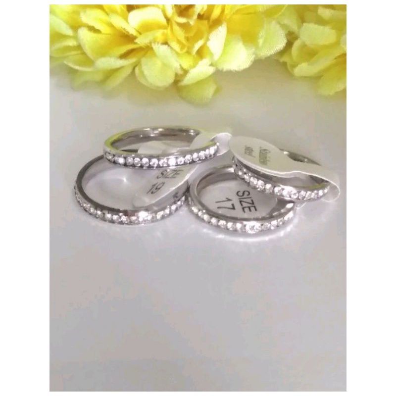 Cincin Titanium Permata Full mata Anti karat Tidak Luntur||Cincin full permata