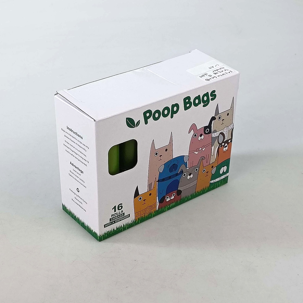 Plastik Kotoran Binatang Anjing Kucing Poop Bags Biodegradable 16 PCS with Dispenser - Green - 7RHZVKGR