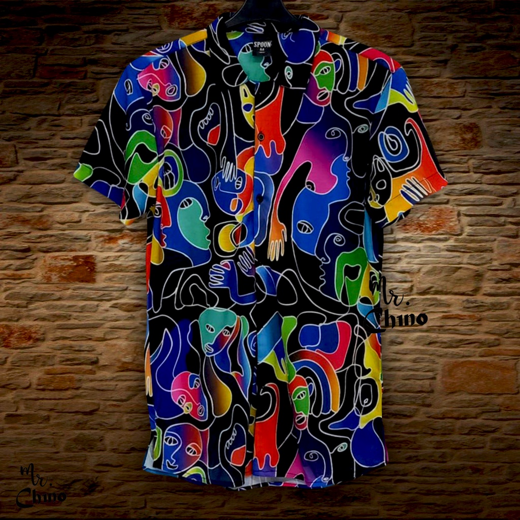 Baju Kemeja Motif Colorful Dreams  | Hawaiian Shirt Aesthetic Couple | Kemeja Pria Hawai Pantai Dist