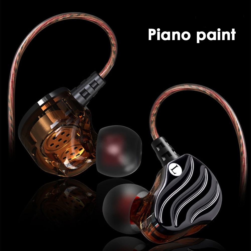 (VNEP) (Berkabel) Dual Moving Coil 4-unit In-ear HiFi Musik Earphone Olahraga Headset dengan Mic