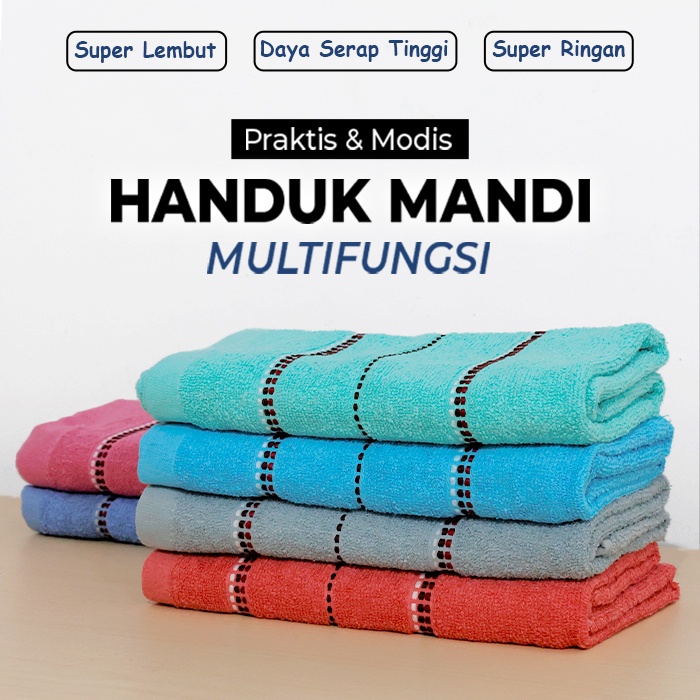 Handuk Katun Premium Jumbo Dewasa Motif Size 70x140cm Polyester Super Tebal Daya Serap Air Tinggi Perlengkapan Mandi Rumah Tangga Import - H12-K - Comfort Homes