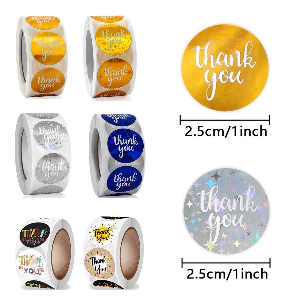 

500 Pcs Sticker Thank You Stiker Terima Kasih Label Bulat 25MM Seri3