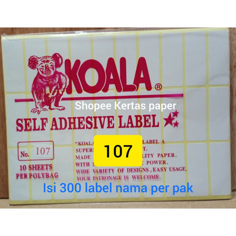 

Koala 107 label nama stiker isi 300 label nama per pak