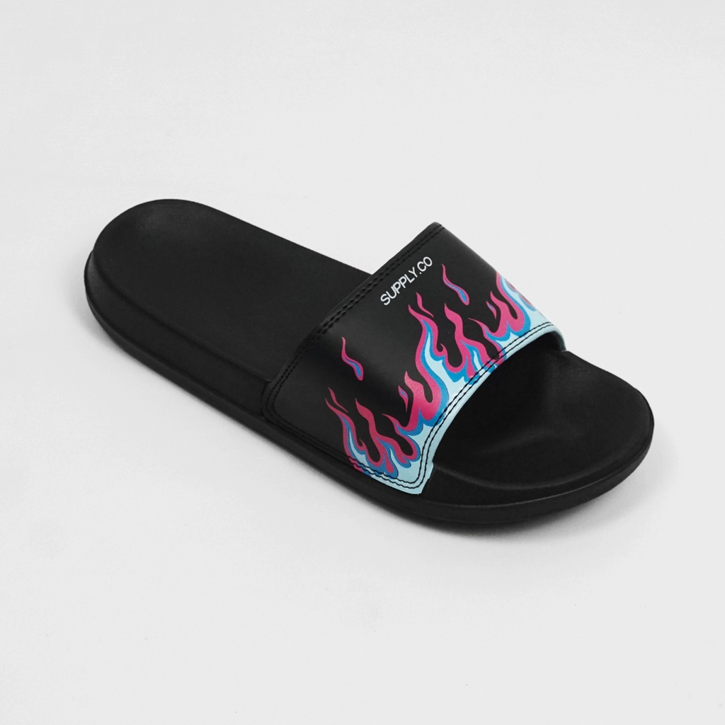 [SDL00027-28] Black Flame Sandal Slop Slide Pria wanita Original Supply.Co