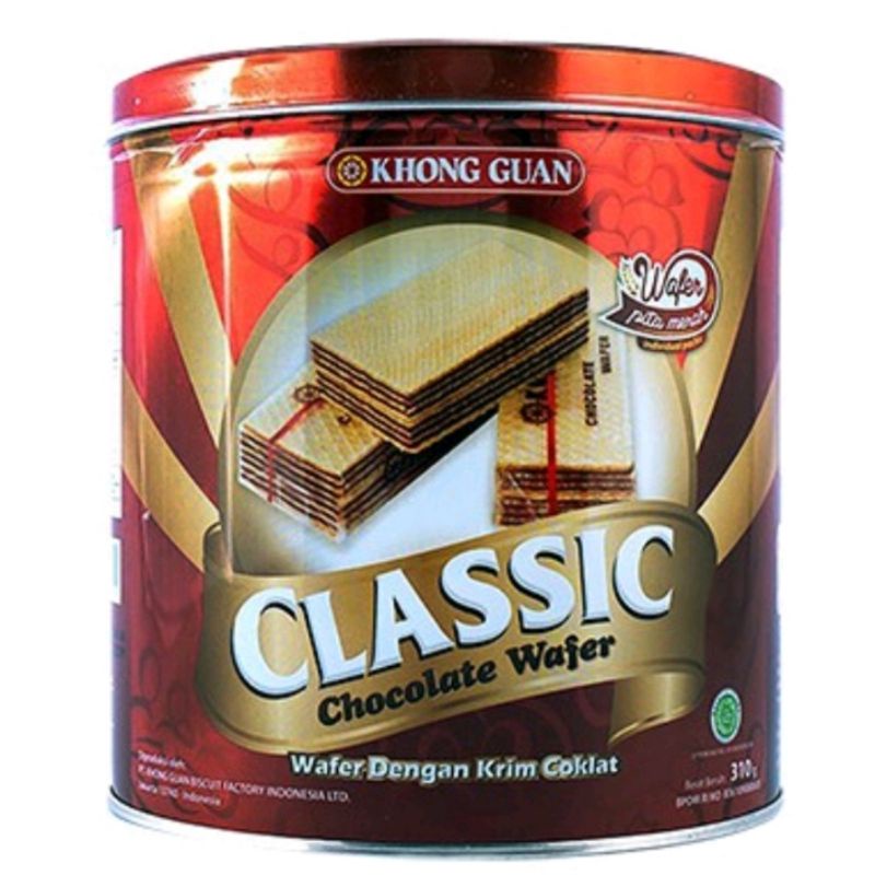 

Biskuit kaleng Khong Guan Classic Chocolate Wafer dengan ukuran 310 gr